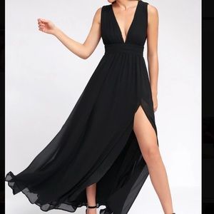 Lulus Heavenly Hues Black Maxi Dress, Small